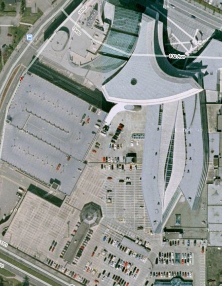 Google map looking down on SFU surrey parking lot